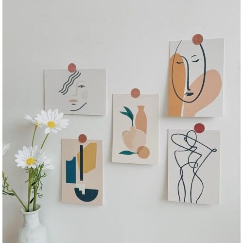 Ins Nordic Abstract Line Art Decorative Card 5 Sheets Postcard Creative Diy Wall Sticker Room Background Mini Poster Photo Props
