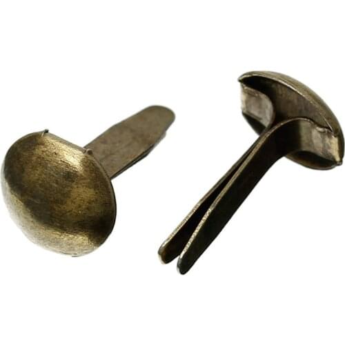 DoreenBeads Iron Alloy Pastel Brads Scrapbooking Embellishment for DIY Craft Supply Round Antique Bronze 14mm x8mm 500PCs
