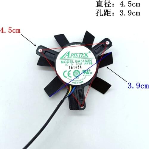 Emacro For APISTEK GA51S2U DC 12V 0.18A 45mm Server Cooler Fan Hole Pitch 39*39*39MM 4-Wire PWM
