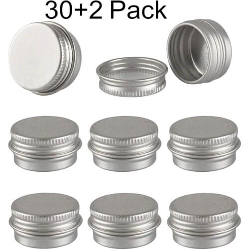 IMIROOTREE 30+2pcs/lot 5g/5ml aluminum cosmetic jars, empty plastic cosmetic containers, plastic cosmetic jars