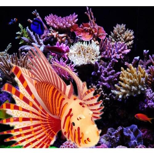 Artificial Luminous Lionfish Aquarium Fish Tank Underwater Landscape Silicone Fish Ornaments Underwater Luminous Decorations