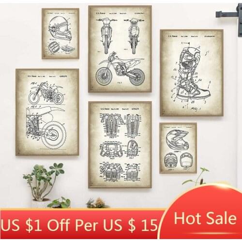 Canvas Painting Helmet Locomotive Motorcycle Suit Wall Art Nordic Posters And Prints Vintage Pictures For Living Room Decor