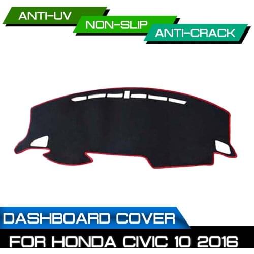 Car Dashboard Mat Anti-dirty Non-slip for Honda Civic 10th 2016 Dash Cover Mat UV Protection Shade Sticker