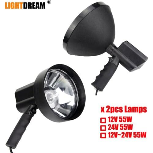 2Pcs 12V 24V High power H3 Xenon lamp outdoor handheld hunting fishing patrol vehicle 55W h3 HID searchlights hernia spotlight