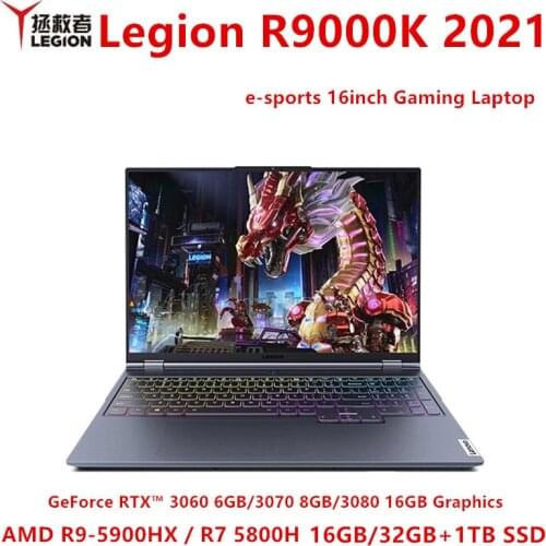 Lenovo Legion R9000K 2021 e-sports 16inch Gaming Laptop AMD R9-5900H/R7 5800H GeForce RTX 3060/3070/3080 2.5K Backlit metal body
