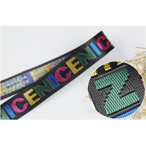 Width 2.5cm Letters Embroidery Grosgrain Ribbon Tape For Garment Bags Shoes Sewing Webbing DIY Stripe Ribbon Decorates Arts