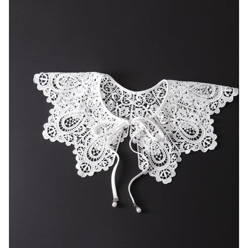 Linbaiway Girl Hollow Lace Floral Fake Collar Women False Collar for Shirt Lapel Detachable Necklace Shawl Removable Nep Kraagie