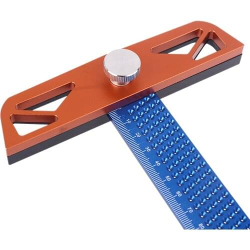 300/400mm Hole Ruler Aluminum Alloy T Type Square Gauge Adjustable Angle Woodworking Scriber Marking Ruler Line Scribing