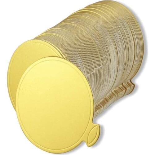 Mini Round Golden Cardboard Cake Base, Mousse Cake Plate, 100 Pieces Cake Paper Plate Round Cardboard Base Dessert Plate