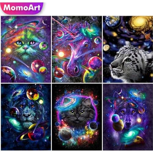 MomoArt Diamond Painting Fantasy Cat New Arrival Diamond Mosaic Animal Full Square Embroidery Wolf Cross Stitch Home Decoration