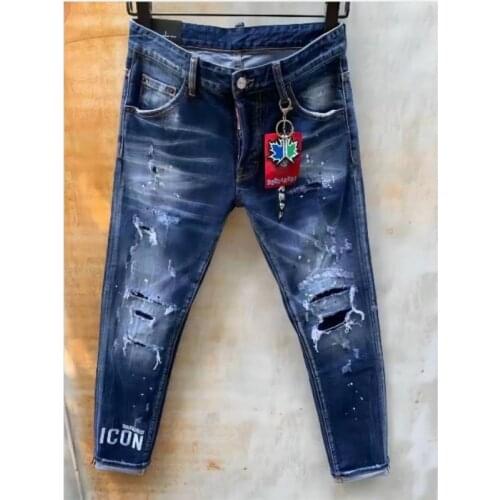 Men DSQ2 Jeans Pencil Pants Motorcycle Party Casual Trousers Street Clothing 2021 Denim Man Clothin 9136