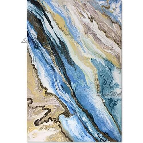 Latest Abstract Design Blue Color Hand-painted Oil Painting Wall Canvas Art Dropship Wall Hangings Canvas Artwork Hot Selling