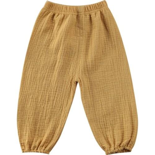 New Fashion Cute Kids Baby Girl Boy Casual Comfort Cotton Bottoms Wrinkled Pantalettes Top Trousers Leggings Pants