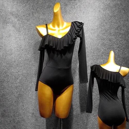 New Latin Dance Long Sleeve Tops Dancing Leotard Autumn Dress Women Costume Dance Wear Ballroom Dance Competition Tops VDB1122