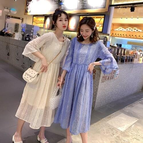 2019 New Arrive Maternity Dress Woman Cute Lace Two Pieces Large Size Dresses Pregnant Woman Maternity Dress MD-00992