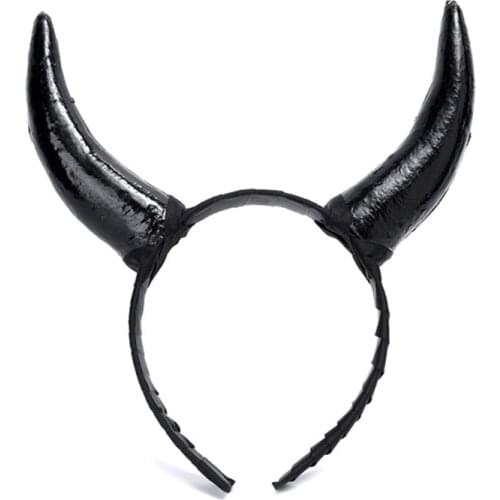 Halloween Hair Hoop Ox Horn Headband Theme Party Performance Headdress Gothic Horn Headbands Cosplay Hair Accessories