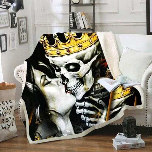 Individuality Skull 3D Printed Gothic Fleece Blanket for Beds Thick Quilt Fashion Bedspread Sherpa Throw Blanket Adults Kids