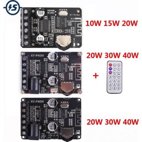 Stereo Bluetooth Power Amplifier Board 10W 15W 20W 30W 40W 5V 12V 24V Decoding Tuning Volume Remote Control Module