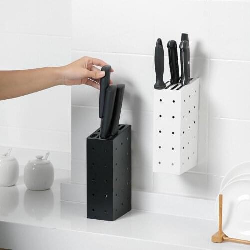 Knife Rack Shelf Wall-Mounted Kitchen Utensils Multifunctional Knife Organizer Free Perforated Drain Racks