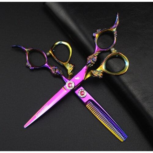 Professional 6 inch Barber scissors Salon Hair scissors high quality Hairdressing scissors Straight Thinning Hair Cutting Tools
