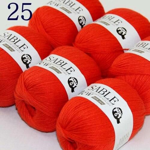 Sale 6*50gr Super Soft Pure Sable Cashmere Wrap Shawls Hand Knit Wool Crochet Yarn Coral 243-25-6