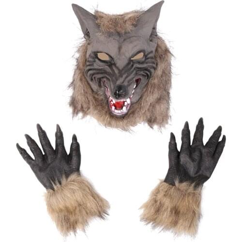 Realistic Werewolf Head Mask and Gloves Cosplay Costumes