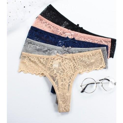 Sexy Lace Thong Womens Underwear Large Size Transparent Mesh Briefs Cotton Crotch Lingerie