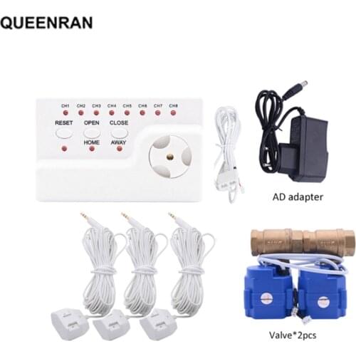 Russian WLD-806 Water Leak Detector Alarm Kit with 2pcs DN15 Valves Wired Water Leakage Flood Alter Overflow Detection Sensor