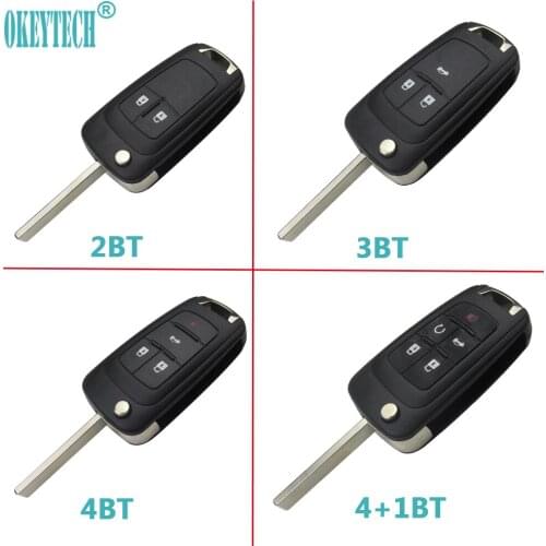 OkeyTech Replacement Folding Remote Car Key Shell Fob 2 3 4 5 Buttons Uncut Blade For Chevrolet Cruze Epica Lova Camaro Impala