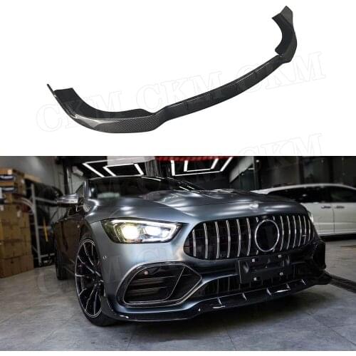 Dry Carbon Fiber / FRP Front Bumper Lip Spoiler For Mercedes Benz AMG GT50 GT53 2019 2020 B Style Head Extension Chin