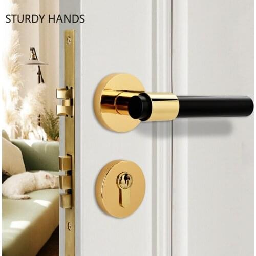 Light Luxury Brass Mute Security Door Locks Bedroom High-end Door Handle Lock Interior Silent Split Lockset Furniture Hardware