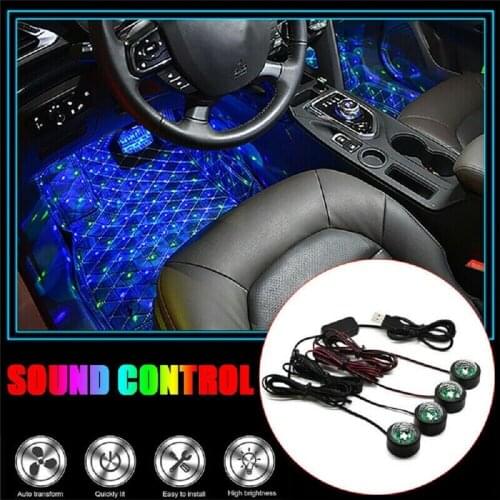 LED Car Interior Atmosphere Neon Lights Music Control Strip Car Foot Light Styling Decorative Dynamic Ambient Strip Light