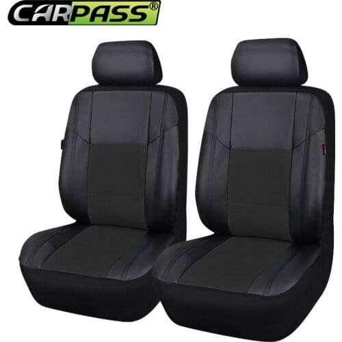 Car-pass Universal Leather Car Seat Cover Red Blue Gray Black Beige Full Set With 3 Zipper Fit 40/60 60/40 Rear Seat