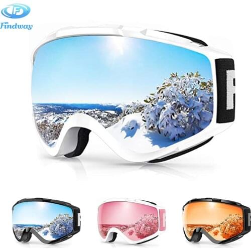 Findway snowboard UV400 Protection Ski Goggles OTG Design Scratch Resistant Anti-Fog Anti-glare Snowmobile Glasses for Men Women