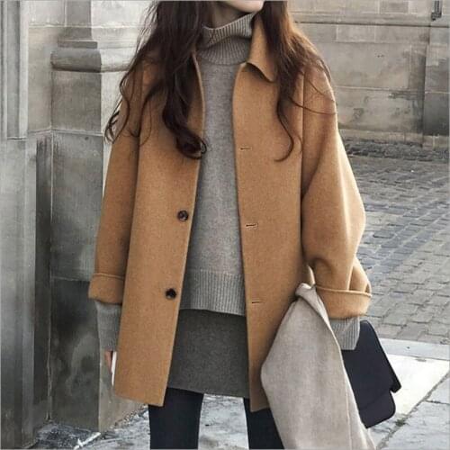 2021 Spring High End Handmade Short Popular Single Breasted Loose Plus Size Women 100% Wool Coat Woolen Jacket