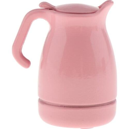 1:12 Dollhouse Pink Metal Kitchen Canteen Miniature Doll House Decoration Girl Gift Toys Doll Accesories Boiling Water Kettle
