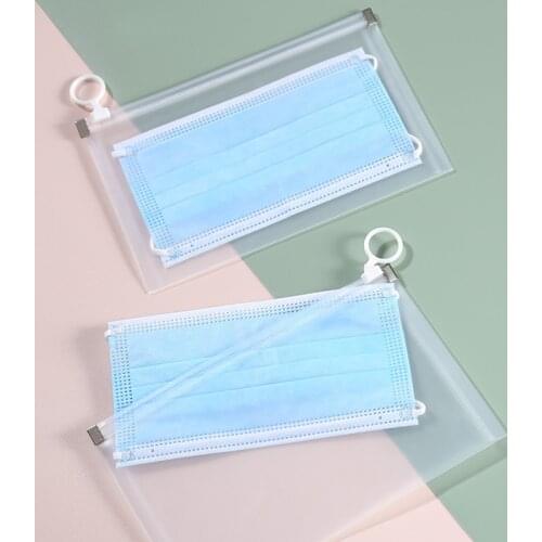1/3/5pcs Dustproof Mask Folder Container Face Masks Folder Clip Safe Pollution Disposable Mask Storage Box Organizer Zipper Bag