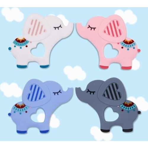Kovict 1pcs Elephant Baby Silicone Teether BPA Free Food Grade Silicone Pendants DIY Pacifier Chain Accessories Baby Molar Toys