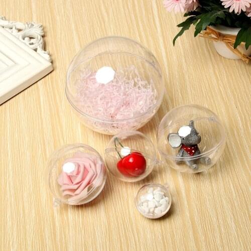 10pcs 3/4/5/6/7cm Transparent Ball Open Plastic Clear Bauble Ornament Christmas Party Hanging Pendant Gift Package Supplies