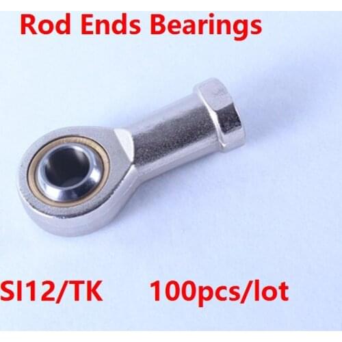 100pcs/lot SI12/TK 12mm Rod End Joint ball Bearing Internal Thread Metric Female Right /Left Hand Fish Eye