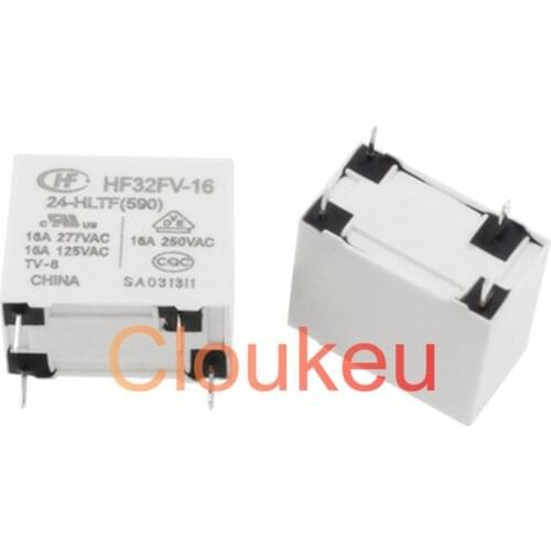 100Pcs Relay HF32FV-16-5 12 24-HLTF 5V 12V 24V 16A 4pin