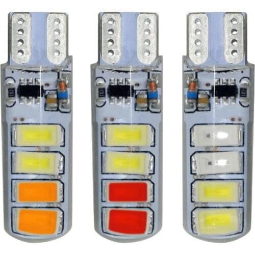 100pcs Strobe Dual Color T10 LED W5W 194 168 Car License Plate Lamp Auto Clearance Light Bulbs 5630 8SMD White Red Blue DC12V