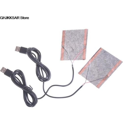2pcs Protable USB Heater Winter Fiber Heater Carbon Electric Heated Jacket Cushion Warm Plate For Shoes Golves Mouse Pad 8*10cm