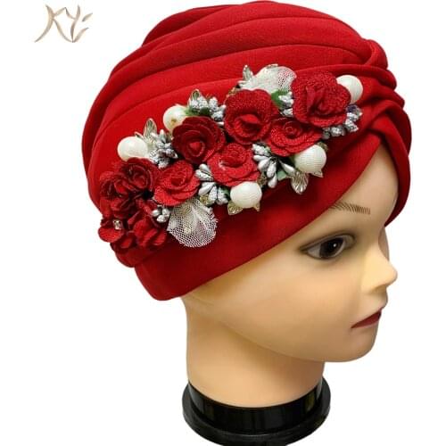 2021 Newest Elegant Turban Hats Women Cap Beaded For India Hat Scarfs Head Wrap Headband Girl Hair Accessories Lady Sc-66