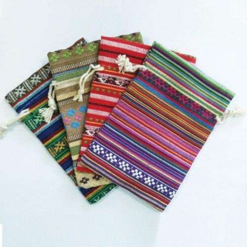 50pcs/lot Stripe Design Linen Cotton Bags 10x14 13x18cm Wedding Favor Candy Gifts Jewelry Packaging Bags Muslin Bag Pouches