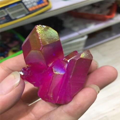 80-120 grams, new fashion electroplating stone flowers, rose - red crystal clusters