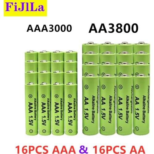AA + AAA rechargeable AA 1.5V 3800mAh/1.5V AAA 3000mAh Alkaline battery flashlight toys watch MP3 player replace Ni-Mh battery