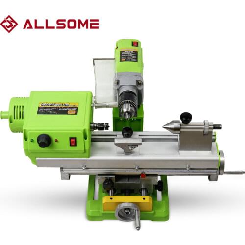 ALLSOME BG-3309 Mini Wood Lathe Machine Variable-Speed Benchtop Woodworking Lathe Rotary Tool Buddha Pearl Grinding Polishing DI