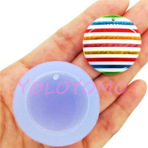 B364YL 29.5mm Round Candy Color Earrings Silicone Mold for Resin Art Cabochon Jewelry Necklace Making Fondant Decoration DIY
