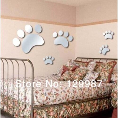 Free shipping 5pcs baby feet wall mirror sticker , DIY mirror sticker&murals